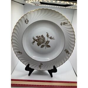 Vintage Königl. pr. Tettau Bavaria Soup Bowls 10" Gold Trim Floral Konigl
